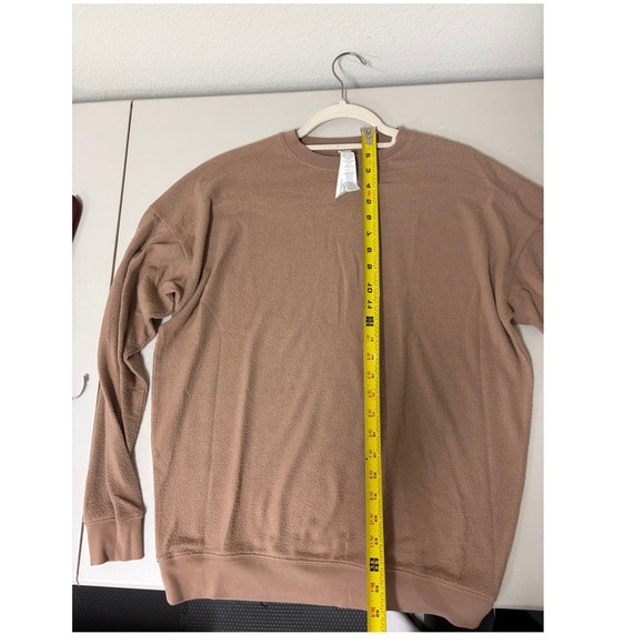 Alo Yoga Muse Crew Neck Pullover Sweatshirt Cedar Brown Ribbed Knit Small - Picture 7 of 8